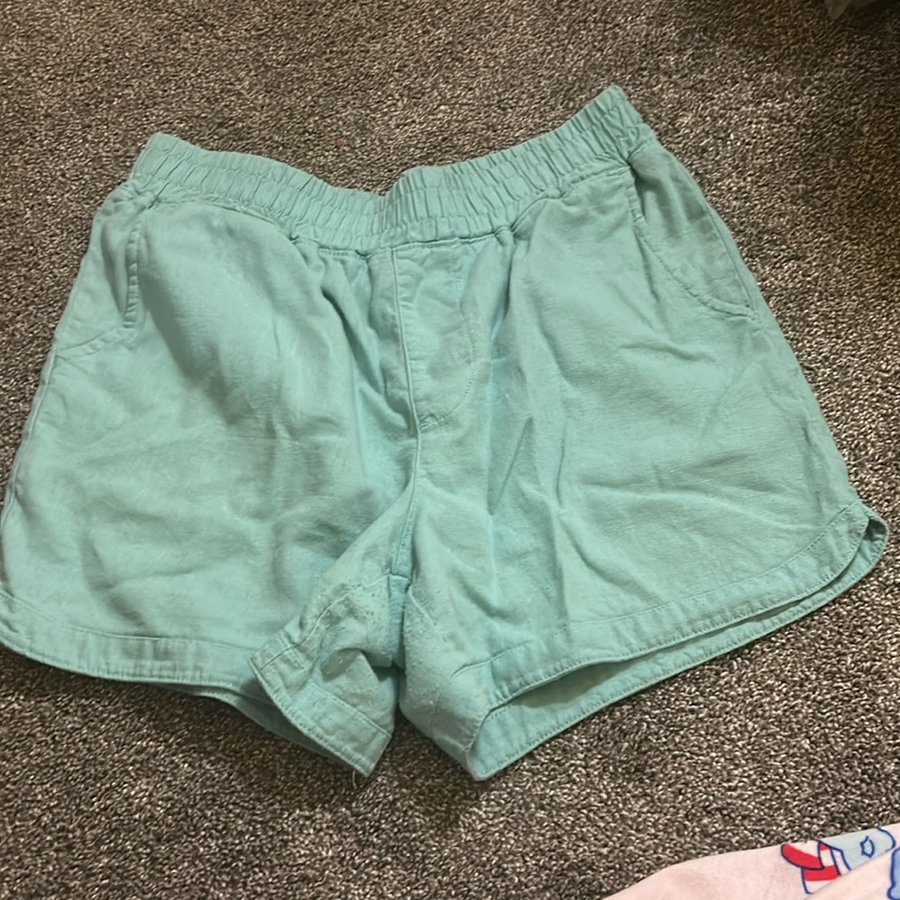 Maurice’s Teal Blue Linen High Waist Dolphin Shorts